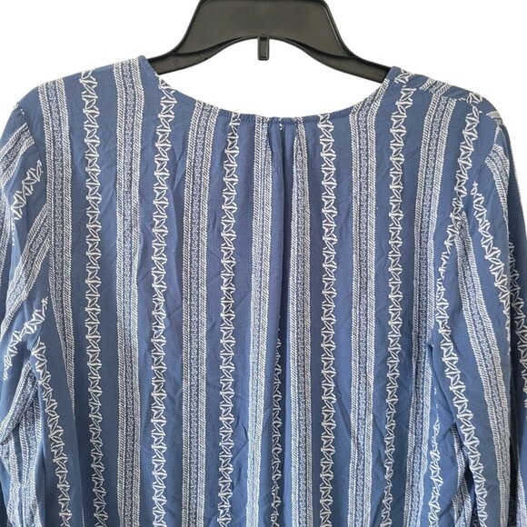 Simply Styled Boho Top Womens Size S Blue Printed Long Sleeve Casual - Picture 6 of 10